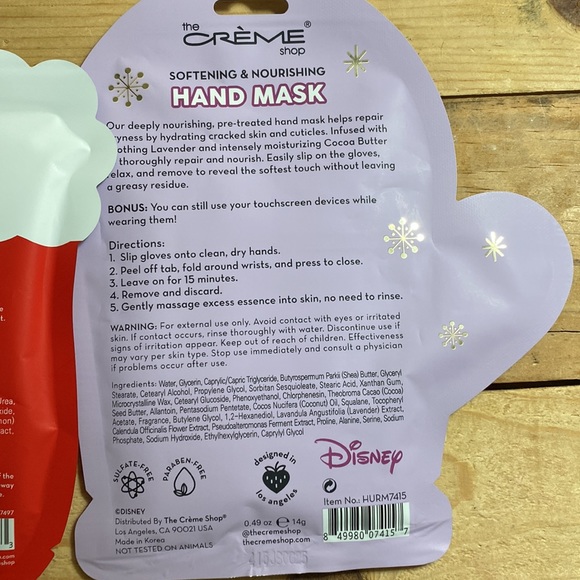 The Creme Shop Minnie Mouse Foot and Hand Mask. Limited Edition. - Picture 4 of 4